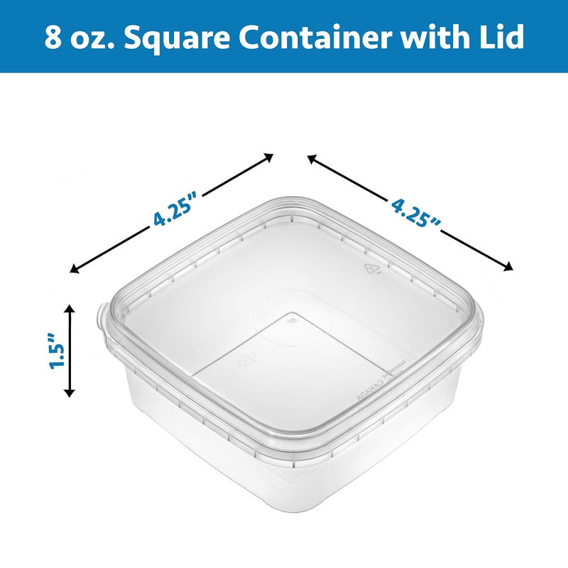 NYHI 8 oz 20 Pack Square Clear Deli Containers with Lids Disposable BPA Free Square Plastic Food Storage Containers with Lids Airtight for Meal Prep Take Out Kitchen - Image 4